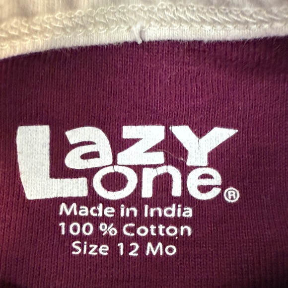 Lazy One - Short Sleeve Maroon Bear Baby Bodysuit Onesie top - Picture 2 of 4